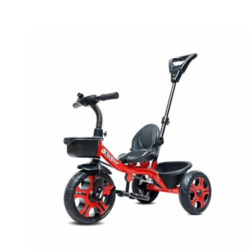 Image of Tricycle for Kids Plug n Play - The Choice of Parent's for 1-5 Years Old, 30kg Max, Luxurious, Safe, and Durable Trike. Advanced Parental Control Handle and with Safety Belt, Red
