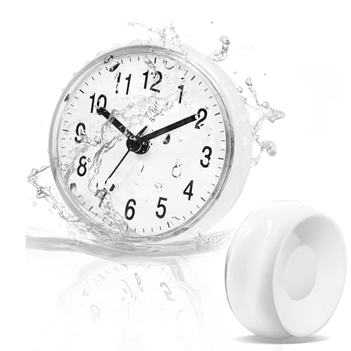 Bathroom Clock Bathroom Clock Waterproof 7cm Mini White Shower Clocks with Strong Suction Cup Easy to Read Wall Clock for Home Bathrooms Hotels and Kitchens Silent Time Management Tool