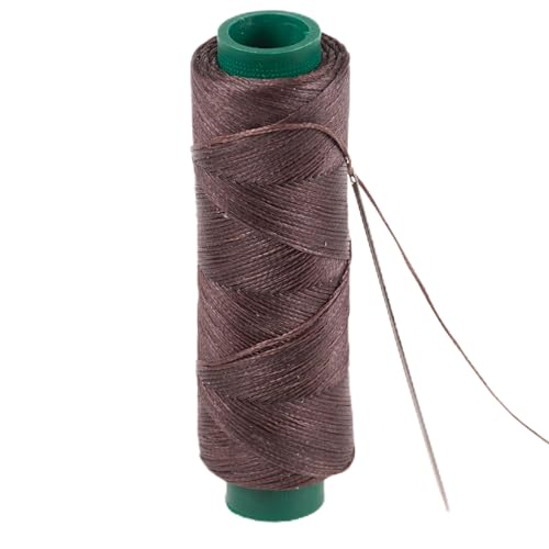 Shelver Waxed Thread, Strong Thread for Leather, Upholstery, Shoe, Bag, incl. Needle (Colour: Brown 114)