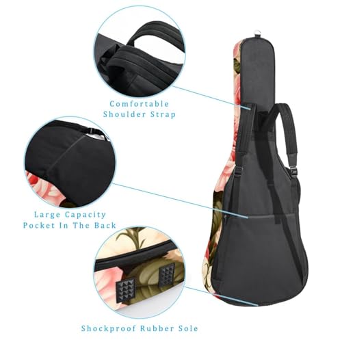 JRHEJTFZ Housse pour guitare acoustique de 1,9 cm d’épaisseur – Imperméable – Durable et élégant – Motif rose rouge, Multicolore., 42.9×16.9×4.7 in, Motif imprimé tendance - Les Beatles, Paul McCartney, John Lennon, RIngo Starr, George Harrison JRHEJTFZ Housse pour guitare acoustique de 1,9 cm d'épaisseur - Imperméable - Durable et élégant - Motif rose rouge, Multicolore., 42.9x16.9x4.7 in, Motif imprimé tendance – Image 4