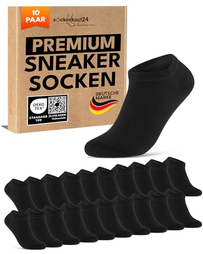10 Paar Sneaker Socken Herren Damen Baumwolle Komfortbund ohne Naht 70102T WP (Schwarz 43-46)