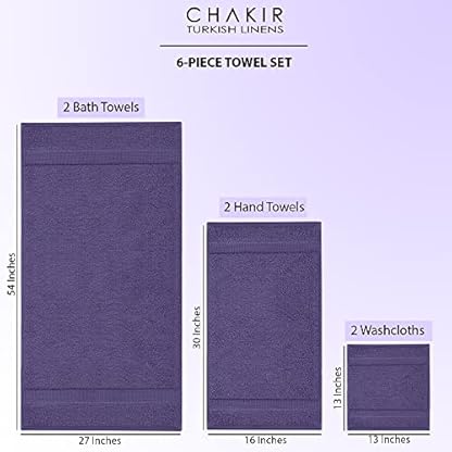 Chakir Turkish Linens 100% Baumwolle Premium Türkische Handtücher für Badezimmer | 2 Badetücher - 2 Handtücher, 2 Waschlappen (6-teiliges Handtuch-Set, Pflaume) – Bild 7