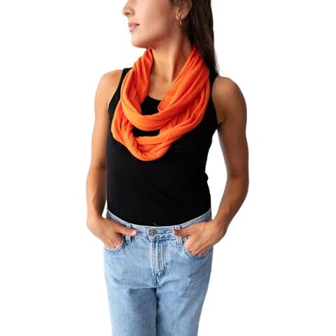 Clever Travel Companion Infinity Scarf with Zipper Pocket - Women's Fashion Scarves Travel Wrap for Fall Winter | Neck Scarfs 100% Pickpocket Proof Holiday Tour Travel Scarf (Orange) Cover