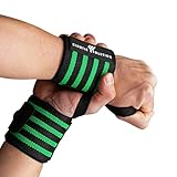 KINETIC EVOLUTION Handgelenkbandagen - Wrist Wraps 45cm, Handgelenk Bandagen für Fitness, Handgelenkstütze, Bodybuilding, Kraftsport & Crossfit - Damen und Herren (Grün Streifen)