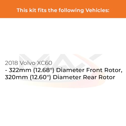 Image of Max Advanced Brakes Front & Rear Brake Kit Compatible With 2018 Volvo XC60 w /12.68 inch Front Rotor 12.60 inch Rear Rotor Replacement Geomet Coated OE Disc Brake Rotors and Ceramic Brake Pads