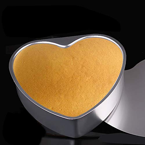 Beyonday 2Pcs Heart Shaped Cake Pan With Removable Bottom, 6+8 Inch Aluminum Cake Tray For Wedding Birthday Anniversary, Kitchen Baking Bread Cheesecake Non-Stick Cake Mold (Silver) #TOP3