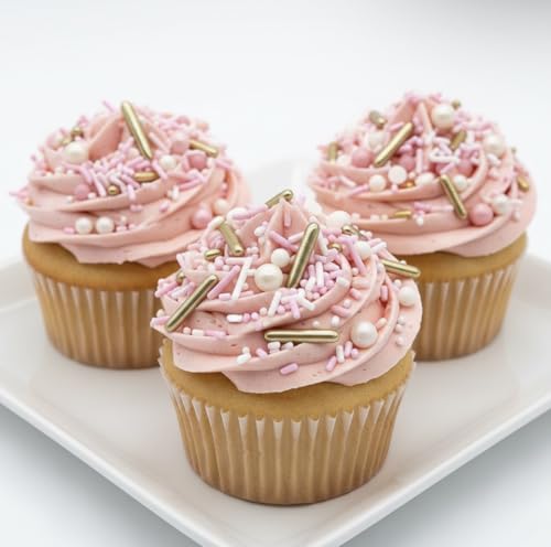 Image of Manvscakes Sprinkles- Edible Cake and Cupcake Sprinkles with Assorted Shapes and Sizes for Parties, Metallic Sprinkle Mix for Cookies, Ice Cream, Cake and Cupcake Decorating, 4 oz (Pink Princess)
