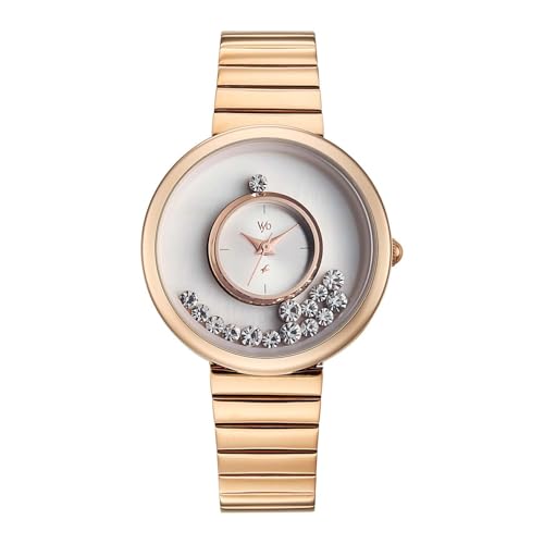 Image of Fastrack Vyb Celeste with Quartz Analog White Dial Rose Gold Stainless Steel Strap Watch for Women - FV60135WM01W