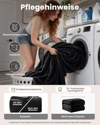 Good Nite Kuscheldecke Flauschig, Decke Tagesdecken Sofadecke Wohndecke Fleecedecke 130x150cm Schwarz Soft Warme Decken, Fluffy Blanket – Ansicht 6