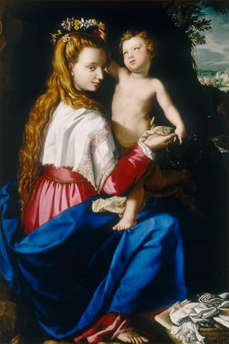 Affiche Arts Vierge à l'enfant Alessandro Allori impression sur toile décoration salon 60x90cm