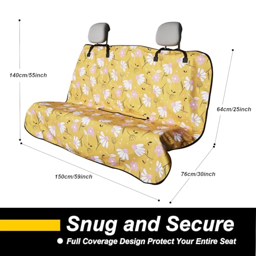 Image of Back Seat Cover for Car Trucks Van SUV Jeep,Waterproof Rear Bench Towel Seat Covers for Dogs and Kids,Automotive Backseat Protector (Chamomile and Yellow)