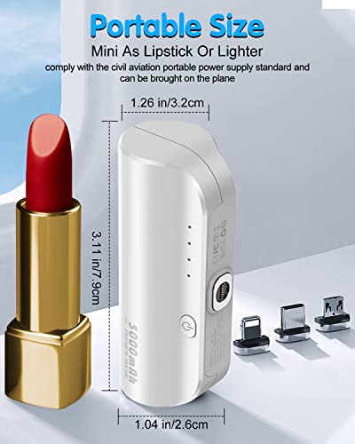 Luckyduo Portable Charger For Iphone, Mini Power Bank 5000Mah, Type C/Micro Usb 3 In 1 Replaceable Magnetic Plug thumb #3