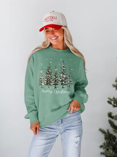 Christmas Sweatshirts for Women Funny Christmas Tree Xmas Cute Graphic Long Sleeve Shirt
