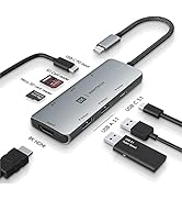 USB C Hub, RSHTECH USB C Dongle Adapter with 8K HDMI, 10Gbps USB C and 2 USB A Data Ports, 100W P...