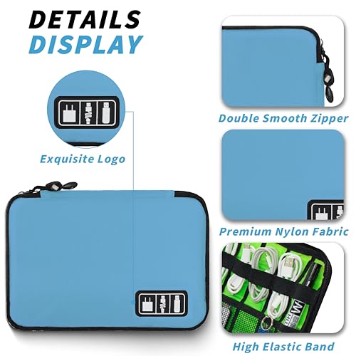Image of Electronics Organizer,Travel Cord Organizer Pouch,Cable Organizer Bags | Travel Electronic Accessories Storage Case for Cables, Cords, Charger, Phone (Blue)