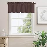 Ladity Valance Curtains Blackout Brown Kitchen Valances Solid Rod Pocket Window Treatments Toppers Valance for Kitchen Bathroom Windows 42x18 inch Long, 1 Panel Only