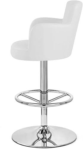 Vista 7 de ZURI Taburete de bar giratorio de altura ajustable Chateau con base cromada - Blanco