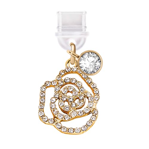 Bijou de téléphone Crystal Rose Love pour port Type-C iPhone 15 et 16