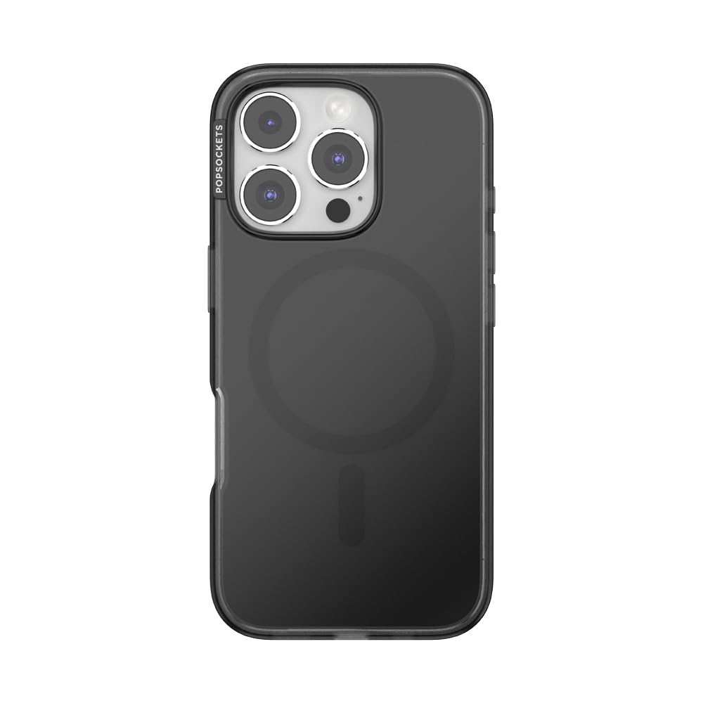 PopSockets iPhone 16 Pro Phone Case with MagSafe- Black Translucent