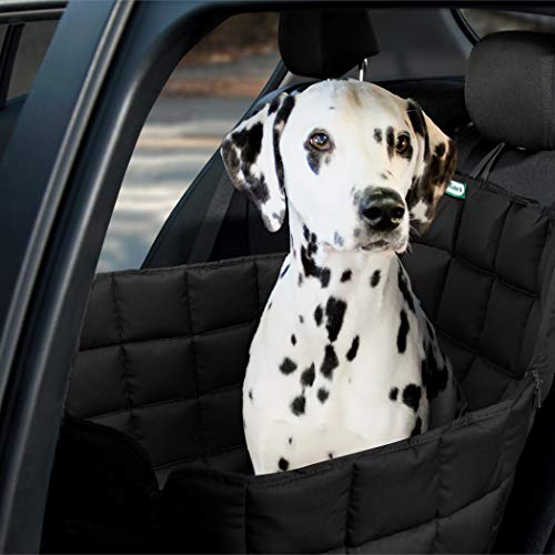 Doctor Bark Hunde 1-Sitz-Autoschondecke für die Rücksitzbank, All-Side Schutz mit Reißverschluss für alle PKWs und SUVs, S in Schwarz