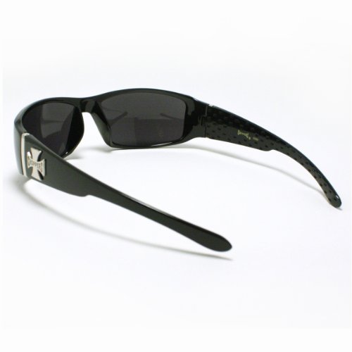 Mens Choppers Sunglasses Biker Motorcycle Logos Cross All Black4