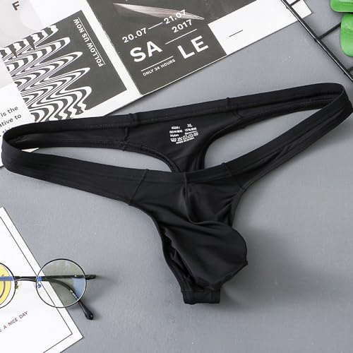 Mens Ice Silk Thongs Underwear U Convex Pouch Nylon Solid Color G-String Thongs Underwear Panties2