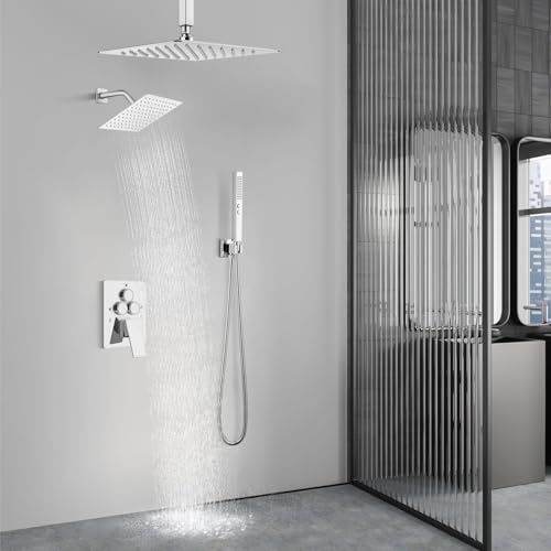 Image of Aolemi Ceiling Shower Faucet Set System Dual Head 10&6 Inch Polish Chrome