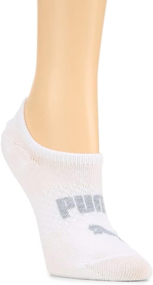 PUMA SuperLite No Show Women's Liner Socks Size 5-9.5 (White/Grey)
