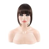 Clip in Hair Bangs Human Hair Bangs Fringe Clip in Hair Extensions One Piece Dark Brown
