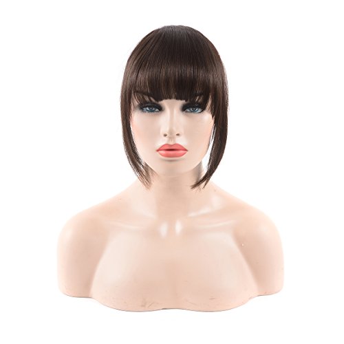 Clip in Hair Bangs Human Hair Bangs Fringe Clip in Hair Extensions One Piece Dark Brown