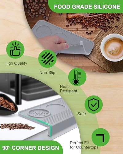 Image of Upgraded Silicone Tamping Mat & Brush, Tamper Mat for Espresso Machine, Waterproof Heat Resistant Tamp Station for Home Baristas Tools, Gray