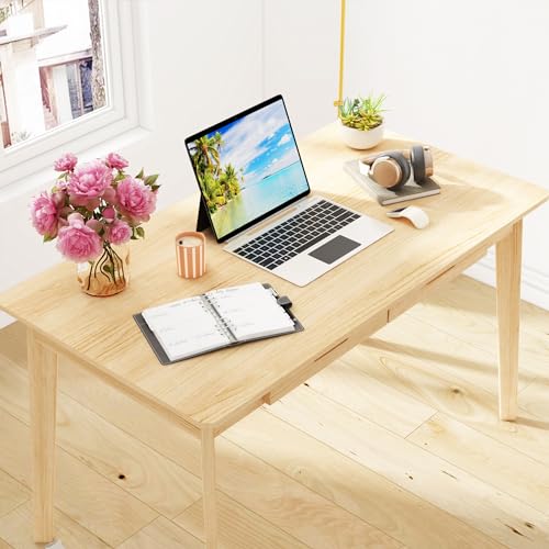 AGOTENI Home Office Computer Desk Coner Desk with 2 Drawers, Study Writing Table for Home Office, Study, Wood Color (47.2 ”W x 23.6”D x 29.1”H)