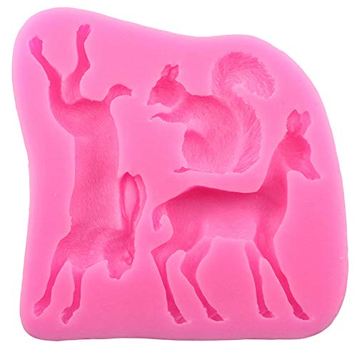 JLZK 3D Dieren Siliconen Mallen Eekhoorn Giraffe Konijn Cupcake Topper Fondant Mold Diy Cake Decorating Gereedschap Snoep Chocolade Mallen