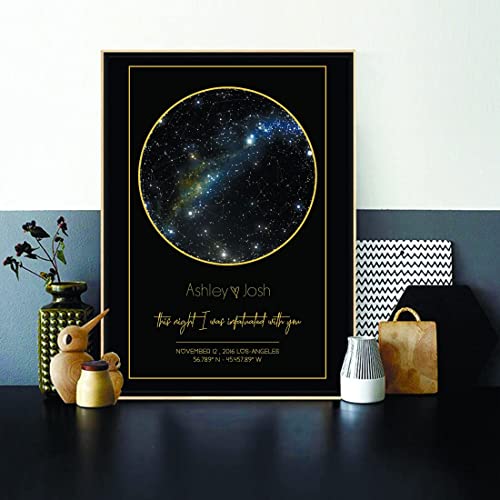 Personalized Star Constellation Map Print, Minimal Star Chart, Night Sky Poster 8st