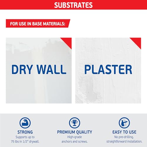 #8 Nylon Self-Drilling Drywall Anchors w/Screws (100 Anchors & 100 Screws) – Premium Nylon 66 Hollow Wall Anchors for 3/8"-5/8" Drywall – Shock-Resistant Hold, Easy Install - 75lb Holding Strength by FixMaster - Image 6