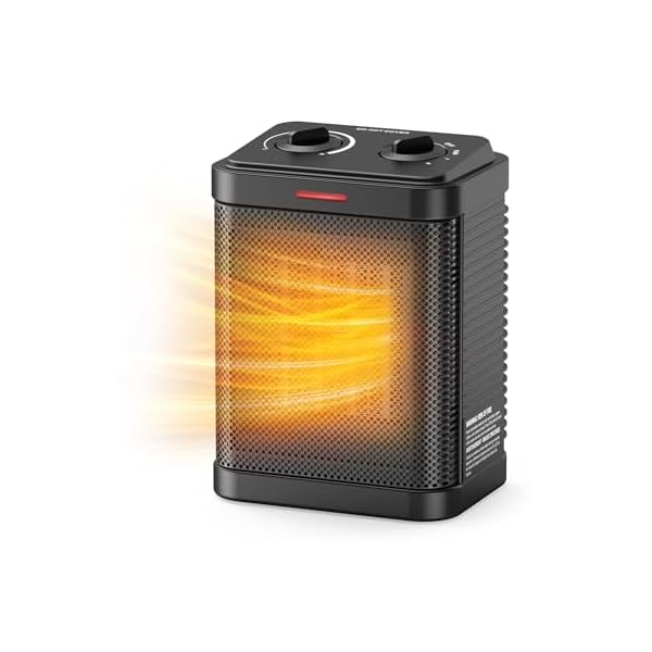 Small Space Heater for Indoor Use, 1500W/900W PTC Ceramic Space Heater with Thermostat, 3 Modes, Safety Quiet Heating, Multiple Protection, Portable Heater for Office Room Desk Use