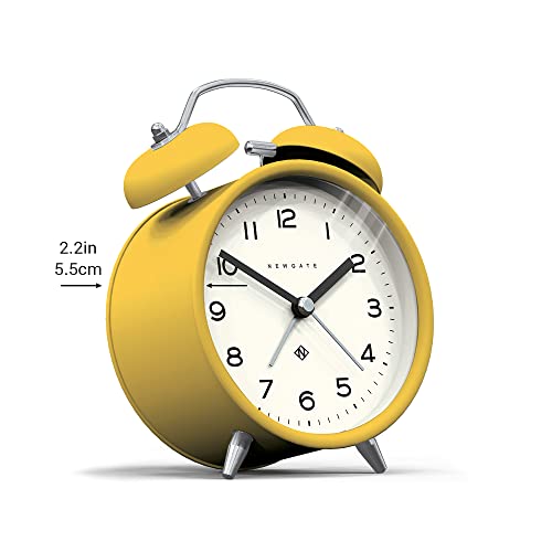 Newgate ® Charlie Bell Echo Alarm - Small Contemporary Bedside Alarm Clock - Analogue Alarm Clock - Twin Bell Alarm Clock - Desk Clock - Bedside Clock - Arabic Numerals (Cheeky Yellow) #TOP3