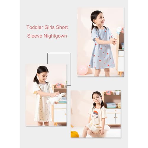 KISBINI Toddler Girl Nightgown Short Sleeve Cotton Princess Sleepshirt Kids Pajama Dress2