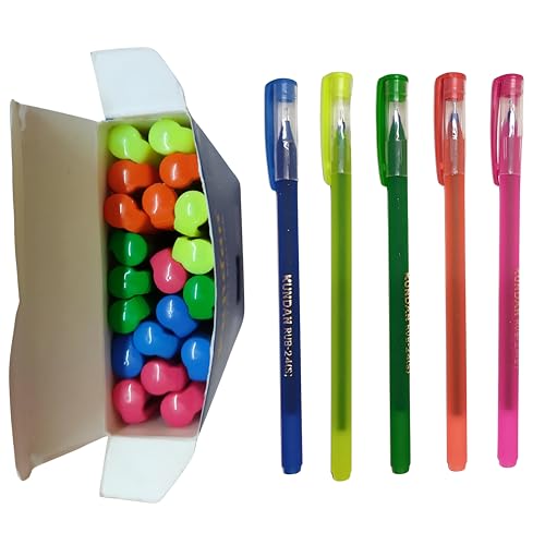 Image of HiTechMart Kundan Df Pen Throw Scented Blue Ink | Ball Pen Box Pack | Slim & Multi Color Body Pens Easy to hold | Pack of 1, P-20 | Smooth Writing use for Study, Office Work