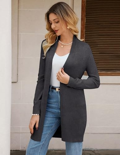 Image of GRACE KARIN Long Cardigan for Women Lightweight Open Front with Pockets | Oversized Cardigan Sweaters for Women, Soft Knit, Casual Fall Clothes, Layering Piece for Fall, Winter & Office Wear