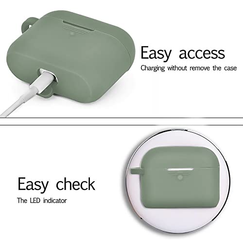 Image of GRIPP Rubon Silicone Case with Carabiner for AirPods Pro (1st Generation), 360 Shock Protection, Precise Cutout, Wireless Charging Support, Durable & Stylish - Green