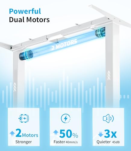 MAIDeSITe höhenverstellbarer Schreibtisch elektrisch mit 2 starken Motoren, tischgestell höhenverstellbar 3-stufige sowie auch 4 Memory-Steuerung mit Sitz-Steh-Erinnerungs - T2 Pro Plus
