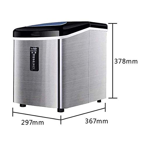 Fabricadora de hielo de acero inoxidable para mostrador, hielo en cubos listo en 6 minutos, función de autolimpieza, pantalla LCD, capacidad de 3,2 litros con cucharón y canasta miniatura 5