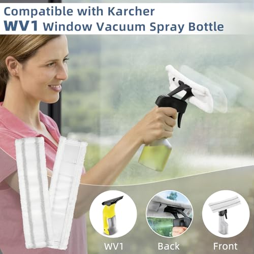 4 Stück Ersatzmikrofaser Wischbezug Kompatibel für Karcher WV1 WV2 WV5 Fenstersauger Sprühflasche Zubehör Fensterreiniger Ersatzteile
