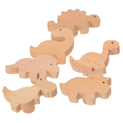 STOBAZA Wooden Dinosaur Knobs Set Decorative Cabinet Pulls for Kids with Screws Adhesive