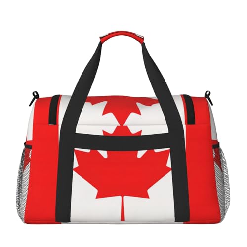 Canadian flag print Weekender Overnight Carry On Bag Gym Luggage Bag Duffel Bag for Travel Women2