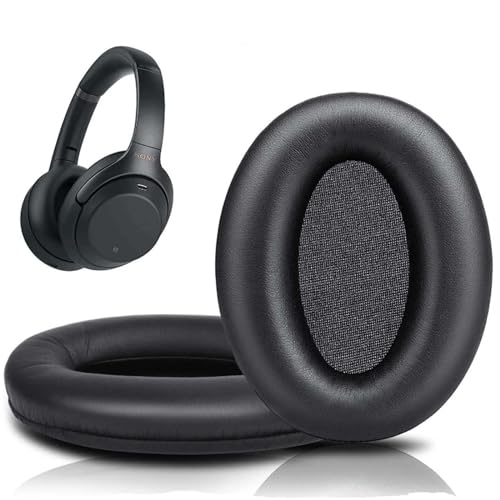 交換用 1000XM3 イヤーパッド WH-1000XM3 (WH1000XM3) オーバーイヤーヘッドフォン用、WH-1000XM3 ノイズキャンセリングヘッドセットと互換性あり 高級ソフトレザーメモリーフォーム、ブラック。