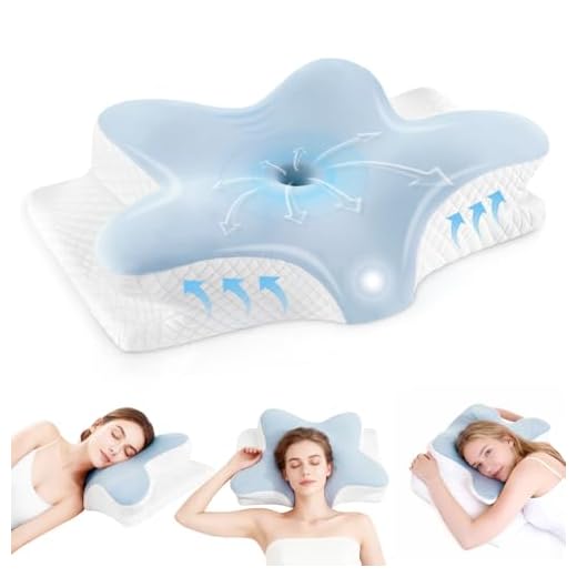 Infaebo Cuscino Cervicale Memory Foam Ergonomico, Cuscino Cervicale Ergonomico in Schiuma, Progettato per Dormitori Laterali, Supini e Proni per Migliorare la Qualità del Sonno, 62x41x13/11 cm, Blu