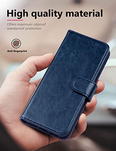 Image of Dkandy for Oneplus 11R 5G, Vintage Faux Leather Executive Flip Wallet Case Stand with Card Holder & Magnetic Closure Cover for Oneplus 11R 5G - Dark Blue
