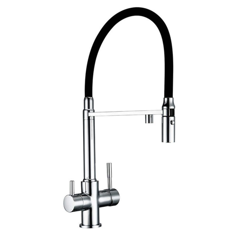 Robinet de cuisine à trois débits avec tuyau pulvérisateur pour évier moderne